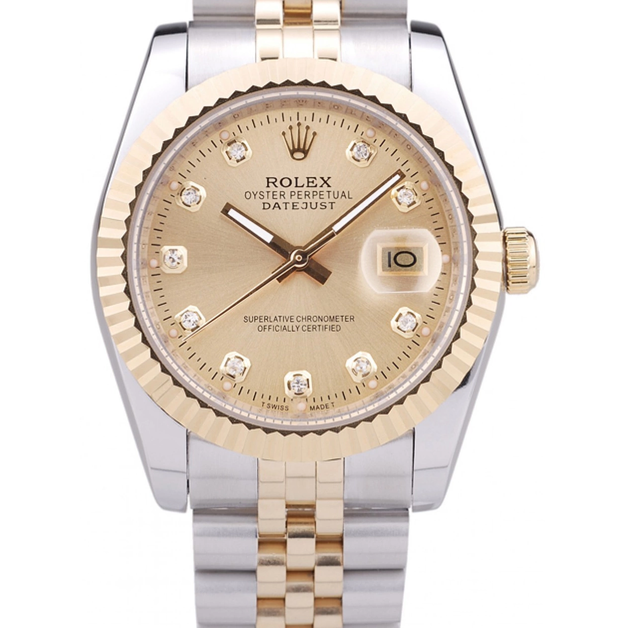 Rolex copies cheap Rolex Gold Diamonds Datejust Dial Bezel Ribbed 7452 0702